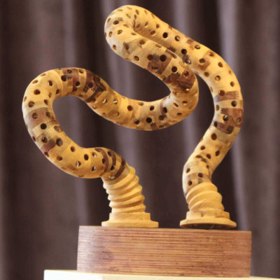 Une démarche élastique - François LACOSTE Sculpture en bois